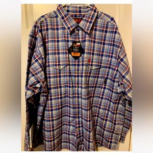 NWT Ariat FR Work Shirt Plaid Button-Up 3XL